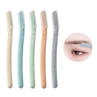 China Biodegradable Material Stretching Hot Biodegradable Straw Dermaplaning Women Eyebrow Razor Wheat Facial Shaver Fci Women Razor For Women for sale