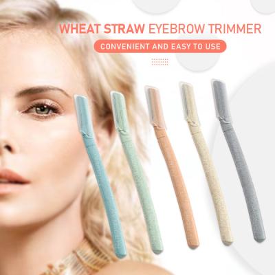 China Straw Material Make Up Tool Wheat Eco-Friendly Biodegradable Material Eyebrow Shaver Hair Remover Facial Eyebrow Trimmer For Women for sale