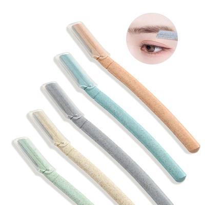 China Biodegradable Material Biodegrade Wheat Straw Women Face Trimming Razor Handle Eyebrow Hair Trimmer Eco-Friendly Lady Razor Razor for sale