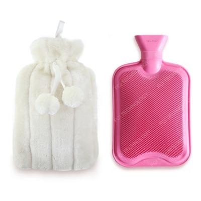 China For Hot In EU Hot Natural Rubber Winter Sale 2L Water Bottle Hot Water Filling Plush Cover BS Hot Water Bags for sale