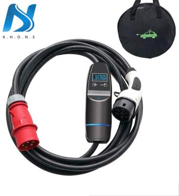 China Screen Display Khons EV Charger With Red ECO 11kw 400V Quick Charging Cable 3 Phase Portable EV Charger 16A for sale