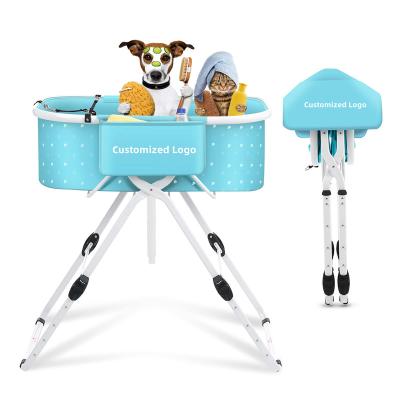 China Sustainable Factory Wholesale Foldable Dog Washing Tub Folding Bathing Plastic Bath Adjustable Portable For Pet Bathtub for sale