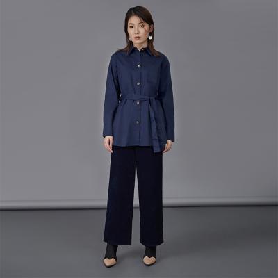 China Breathable latest hot sale fashion belt elegant ladies' straight blouses and tops for sale