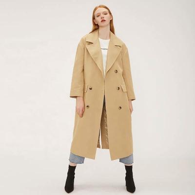 China Breathable New Design Custom Size Belted Trench Coat Women Long Coat Custom Color for sale