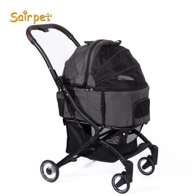 China Sustainable Pet Supplies Pet Stroller Cat Dog Cage Stroller Travel Folding Carrier Pet Trolley for sale