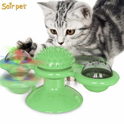 China Viable Windmill Cat Toy Turntable Teasing Pet Toy Scratching Tickling Cats Hair Sweep Funny Cat Toy for sale