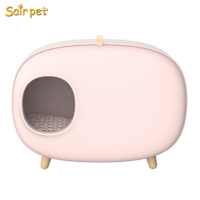 China Breathable Cat Litter Trays Cat Litter Box Cat Toilet Pet Products Pet Closed Plastic Cleaning Box for sale