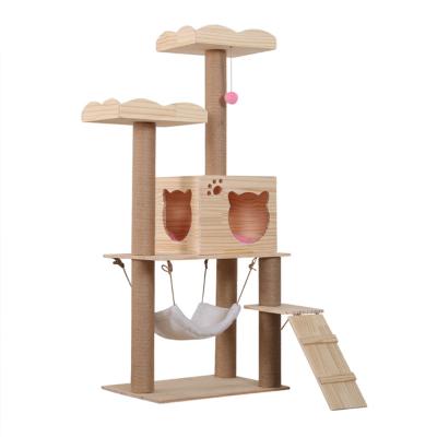 China Factory Wholesale Hot Selling Cat Climbing Frame Sisal Cat Tree House Cat Climbing Viable Frame Scratch Board for sale