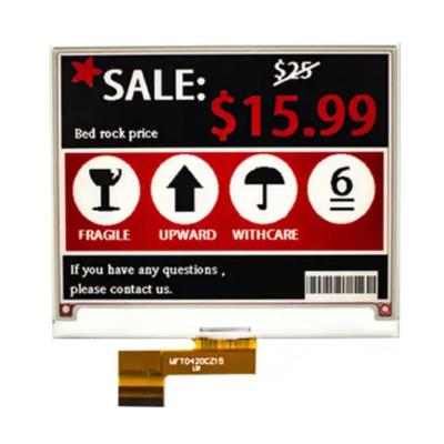 China 4.2 inch Kleur E-ink EPaper Display 400*300 punten Voor signage Lage stroomverbruik Ultra dunne display Te koop