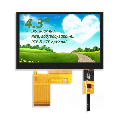 Chine 4.3 pouces TFT LCD Moniteur RGB 800X480 ST7282 Drive IC Full View TFT LCD Module à vendre