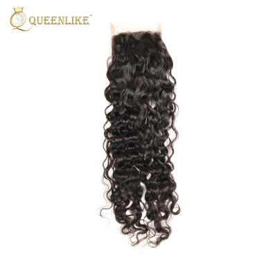 China 130% Density Natural Water Wave 4X4 Loose Part Raw Water Hair Lace Closure for sale