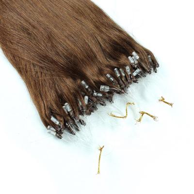 China Brown Silky Straight Russian Silky Straight Micro Hair Extensions Pearl Wave Micro Loop Ring Wefts for sale