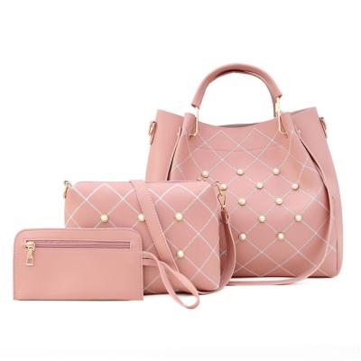 China Designer Buckle Closure Women Purses Cheap 3 PCs And Handbags New Fashion Pearl Shoulder Bag 2021 BE0209 for sale