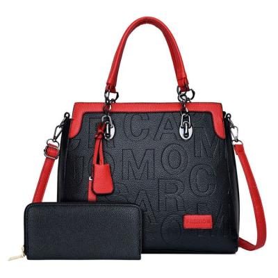 China Buckle Closure Women Two Piece Purse Luxury PU Leather And New Letter Tote Bag BE0141 Fashion Handbags 2021 for sale