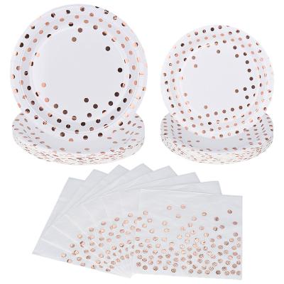 China Latest PVC 9 Inch Paper Disposable Dinner And 7 Inch Appetizer Paper Plates And Napkins For Party for sale