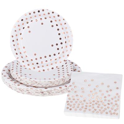 China High Quality Biodegradable Paper Tableware Set 7 Inch And 9 Inch Nakpins For Wedding Engagement Birthday Christmas Halloween for sale