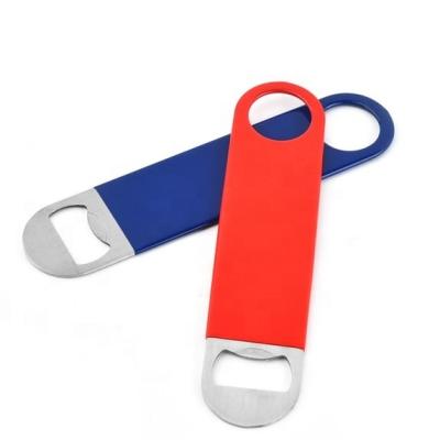 China Promotion Custom Stainless Steel Bar Opener Blade Customized Colorful Brand White Flat Beer Bottle Opener For Bar for sale