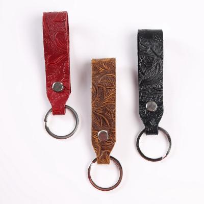 China Custom Printed Leather Key Ring Leather Key Chain Indicator Promotion Gift Logo Name PU Leather Key Chain for sale