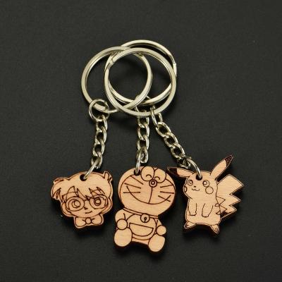 China Custom Wooden Promotion Cartoon Key Ring For Women Wooden Cute Key Chain Cartoon Images Keychains for sale