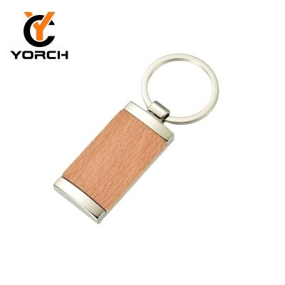 China Custom Wholesale Promotion Wooden Key Chain Leather Key Chain For Business Gift Laser Mute Key Ring Tag Keyring Engraving for sale