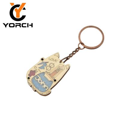 China Promotion Wooden Custom Copper Nice Key Chain Wholesale Keychains For Men For Women for sale