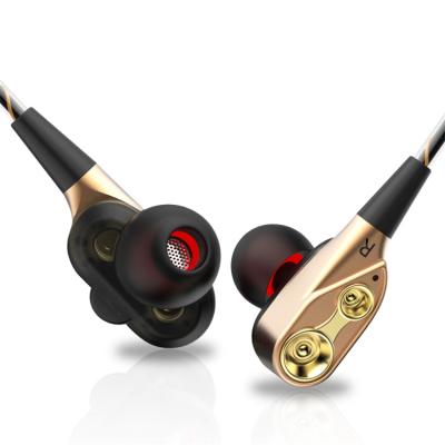 China Fashionable Acting Dual In-Ear Coil Four Speakers Dual Wired Speaker Sport In-Ear Wired Earphone for sale