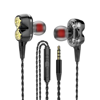 China Dual Driver Earbuds Sports Earbuds High End Noise Dynamic Earphones 6D Isolating Deep Bass In-Ear Headphones With Microphones for sale