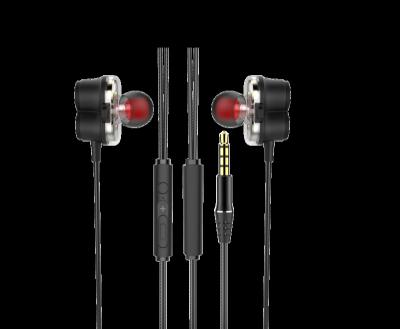 China Dynamic Earbuds Headphones Double Driver In-Ear Earphones Balanced Bass Driven Sound Dual Driver With MIC And Volume Control Home for sale