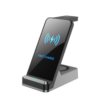 China Multifunctional Hot Selling Magnetic Foldable Fast Charging Support Products Wireless Charging Station 3 in 1 Fast Wireless Charger Stand for sale