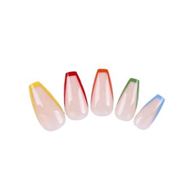 China Long Lasting Flexibility Lasenta Finger Art Artificial Medium Coffin Shapes Press On Nails for sale