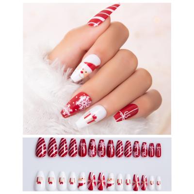 China Easy Apply 2022 Designs Christmas Theme Ballerina Coffin Shapes Press On Artificial Nails False Nails for sale