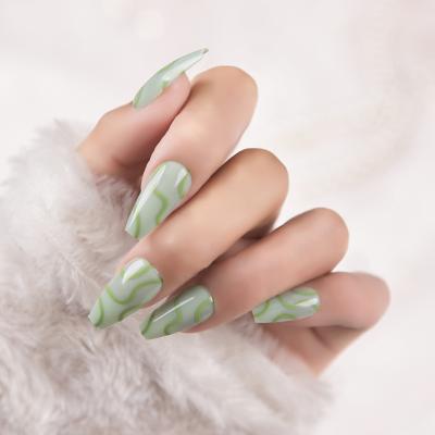 China Easy Apply Fashion Top Manufacture MSDS Swirl Design Ballerina Coffin Wholesale Press On Artificial Nails for sale