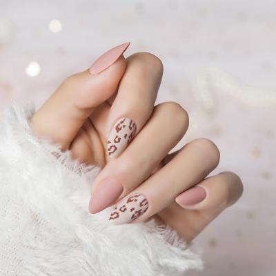 China Factory supply wholesale price good quality ABS false nails design bare little finger stiletto material leopard material for sale