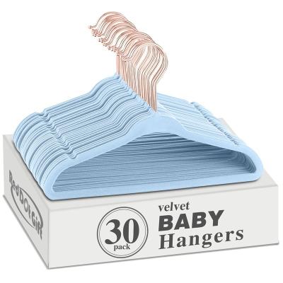 China Hot Selling 30 Packs Velvet Non-slip Touch Kids Velvet Baby Hangers Non Slip Kids Velvet Baby Hangers Velvet for sale