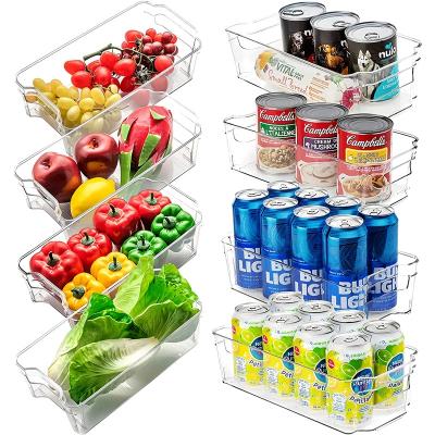 China Kitchen Modern Food Plastic Transparent Storage Bins With Handle Fridge Storage Bins Fridge Storage Box for sale