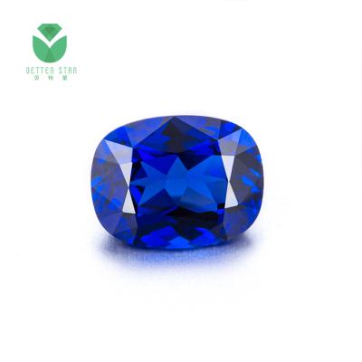 China Cushion Shape Environment Friendly Lab Developed Sapphire Gemstones Blue Color Hydrothermal Method Loose Gemstones For Sale for sale