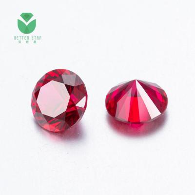 China Wholesale Environment Friendly Lab Growth Round Shape Red Gemstones Loose With Good Quality for sale