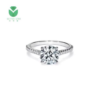 China Romantic 2ct E Color VS Clarity CVD hpht Diamond 18k White Gold Ring Lab Customized Factory Price Women's Developed for sale