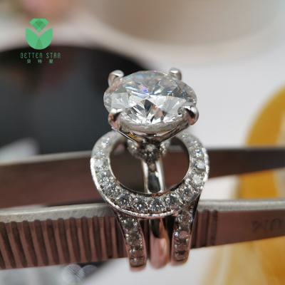 China Large carat size 18K white gold 4 carat hpht CVD diamond ring environment friendly custom developed jewelry by lab with IGI certificate price for sale