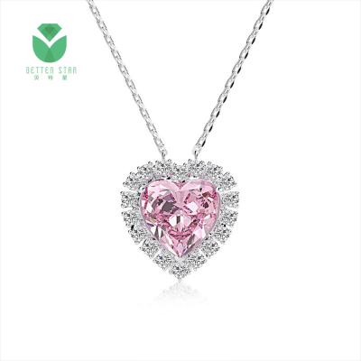 China High Quality Environmentally Friendly Accept CVD Customized Lab Grown 18k White Gold Heart Cut HPHT Pink Diamond Necklace Chain for sale