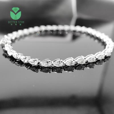 China Environmental Friendly Improve Star Jewelry 18k White Gold HPHT Pear Shape Lab Developed Diamond Tennis Bracelet Buyer for sale