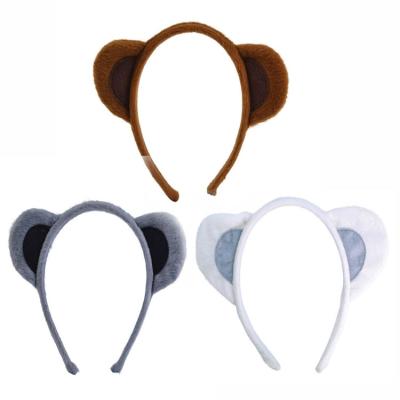 China Eco-Friendly Brown Gray White Soft Fur Animal Ears On Headband Dog Monkey Mouse Bear BP3054 for sale