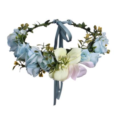 China 2022 European and American style new factory flower crown headband with flower for sale