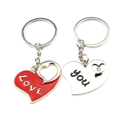 China Eco-Friendly Wholesale Metal Keychains Logo Heart Keyrings Gift Keepsake for sale