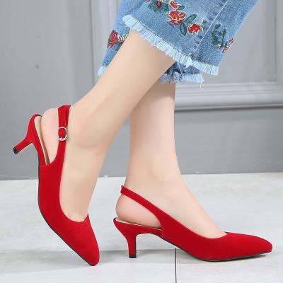 China Fashion Trend Women's Dress Party Sandals Bare Heeled Shoe Kitten Baotou High Heels Led High Heels for sale