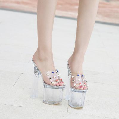 China Fashion Trend Dress Dress Holiday Wedding Shoes Women's High Heels Open Toe Ankle Band Thick Bottom With Sandals for sale