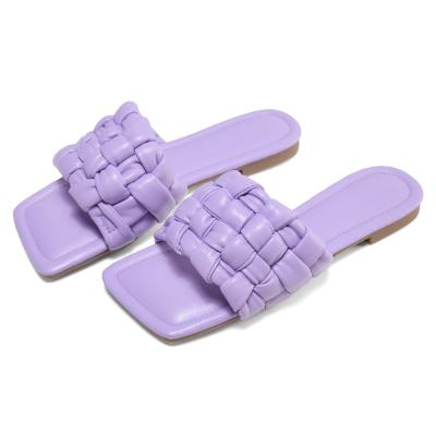 China 2021 durable braided shoe vamp belt sandals European and American foot slippers sandals and female lazy slippers for sale