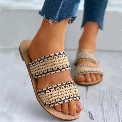 China 2021 new durable women's wear all-match fashion flat-bottom slippers, summer student sandals and slippers for sale