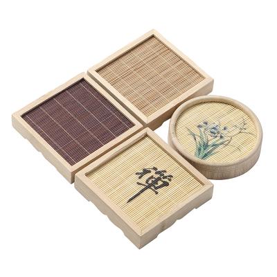 China Viable Wholesale Wooden Cup Coasters For Drinks Custom Beverage Square Sublimation Bamboo Tea Coaster Set for sale