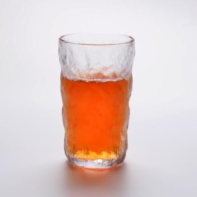 China Fancy viable custom clear glass beer mug creative restaurant mug creative beer wave stripe tea cup borosilicate logo mug for sale